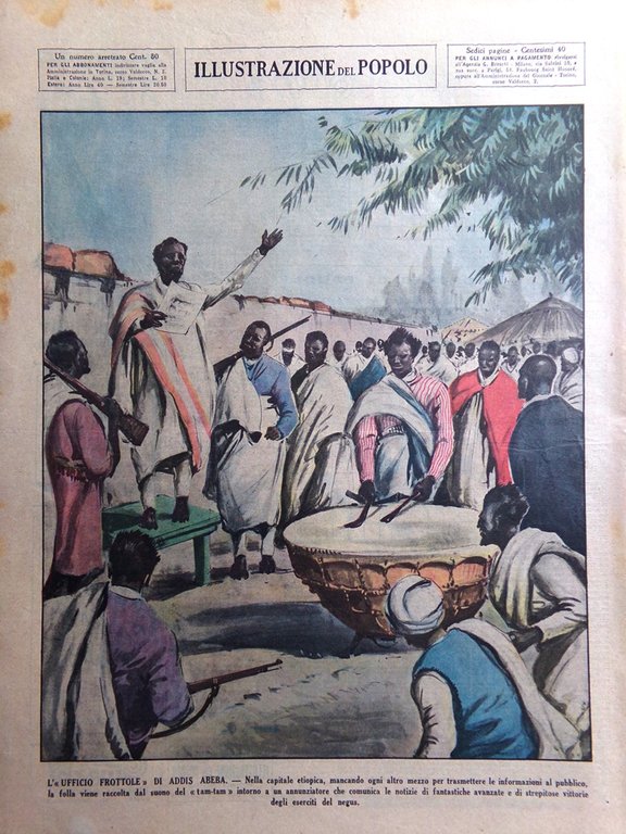 Illustrazione del Popolo 2 Novembre 1935 Gugsà Menelik Falconi Africa …