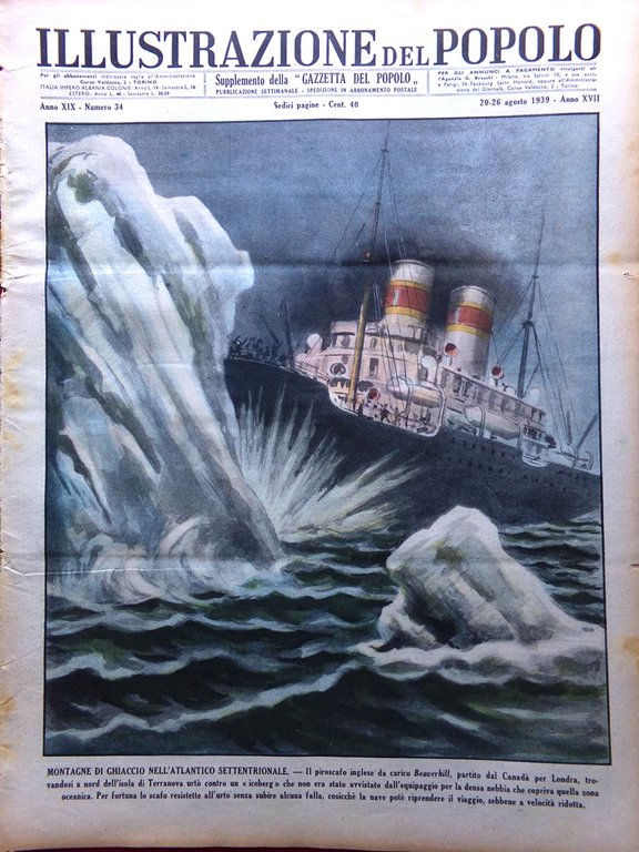 Illustrazione del Popolo 20 Agosto 1939 Beaverhill Tudor Adami Corradetti … | Immagine Gallery 1