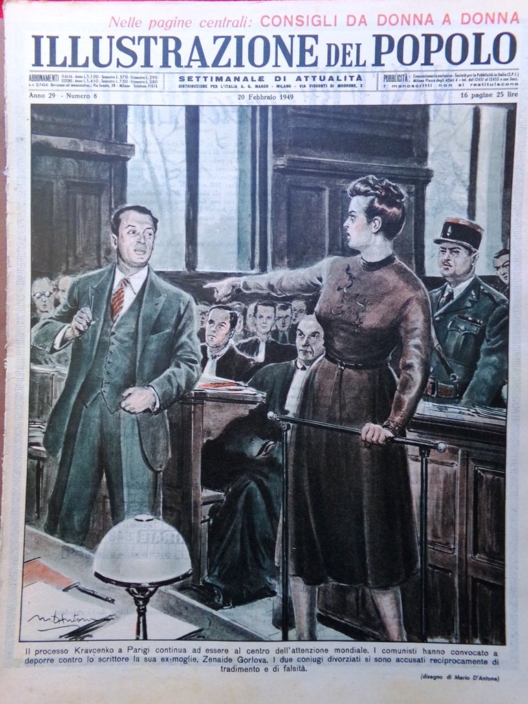 Illustrazione del Popolo 20 Febbraio 1949 Kravcenko Mindszenty Liz Taylor …
