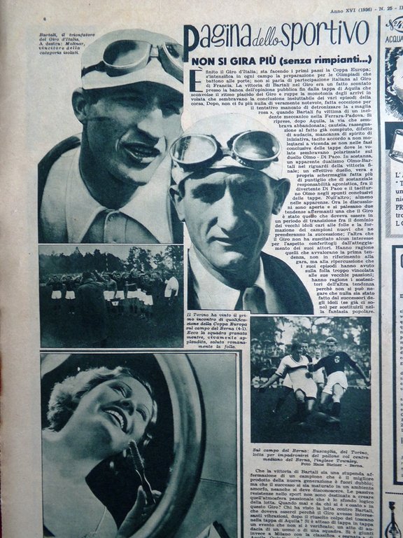 Illustrazione del Popolo 20 Giugno 1936 Schuschnigg Bartali Auto Guerra …