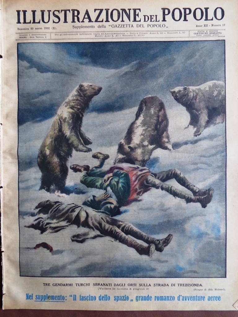 Illustrazione del Popolo 20 Marzo 1932 Sargassi Cartolina Freddo Siberia …