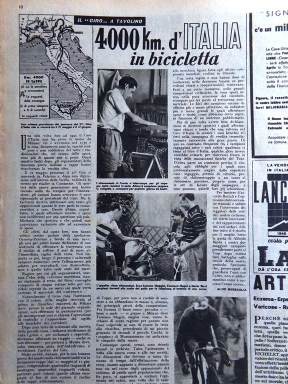 Illustrazione del Popolo 20 Marzo 1949 Grande Giro d'Italia Televisione …