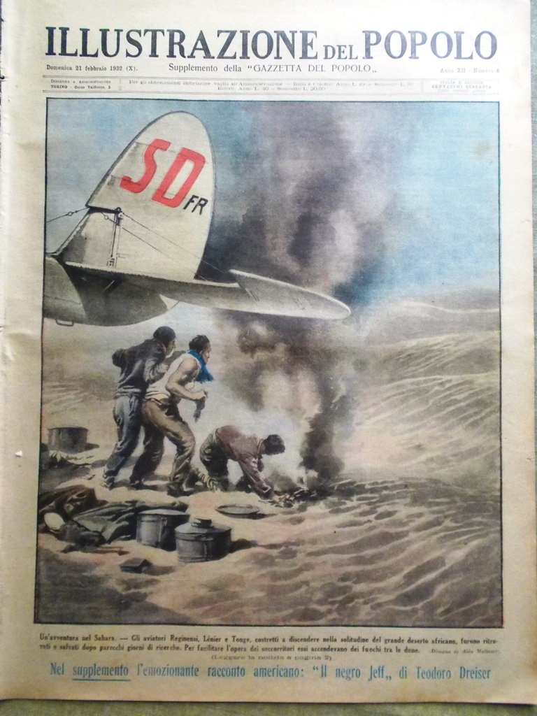 Illustrazione del Popolo 21 Febbraio 1932 Messico Jazz Lotta Piemonte …