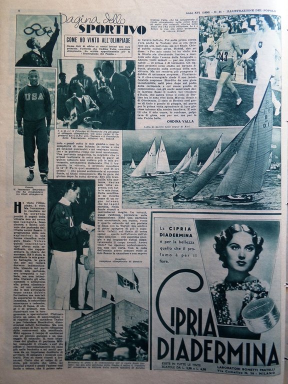 Illustrazione del Popolo 22 Agosto 1936 Owens Franco Cabanellas Atlete …