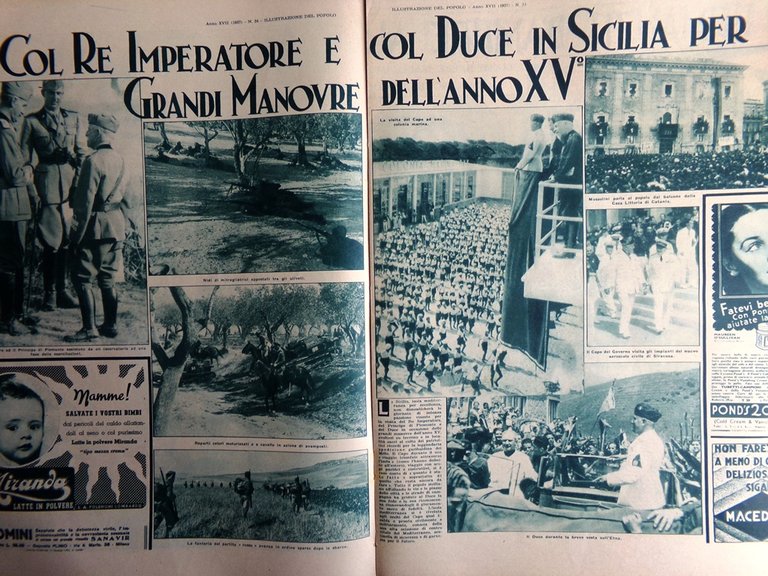 Illustrazione del Popolo 22 Agosto 1937 Duce in Sicilia Hirohito …