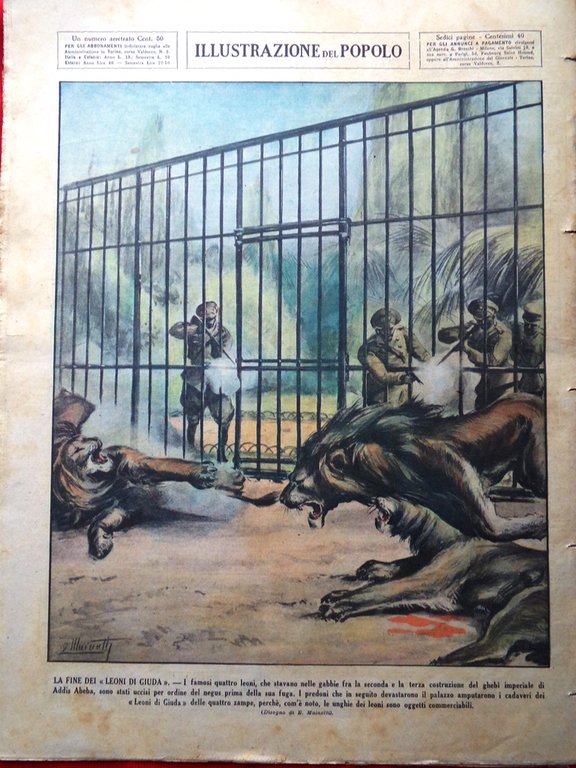 Illustrazione del Popolo 23 Maggio 1936 Esilio Negus Giro d'Italia …