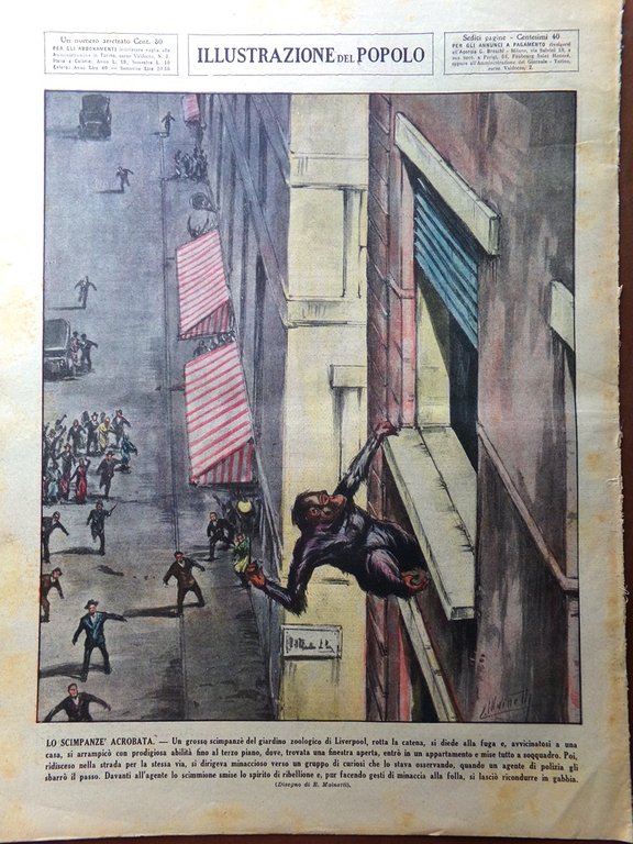 Illustrazione del Popolo 23 Maggio 1937 Mittelholzer Bologna Campione Dirigibili