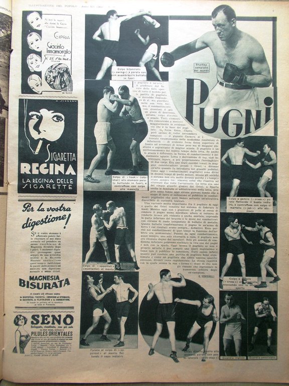 Illustrazione del Popolo 24 Luglio 1932 Sharkey Boxe Malefici Sortilegi …