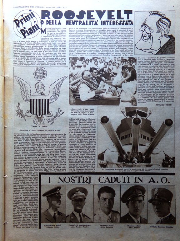 Illustrazione del Popolo 25 Gennaio 1936 Morte John Gilbert Roosevelt …