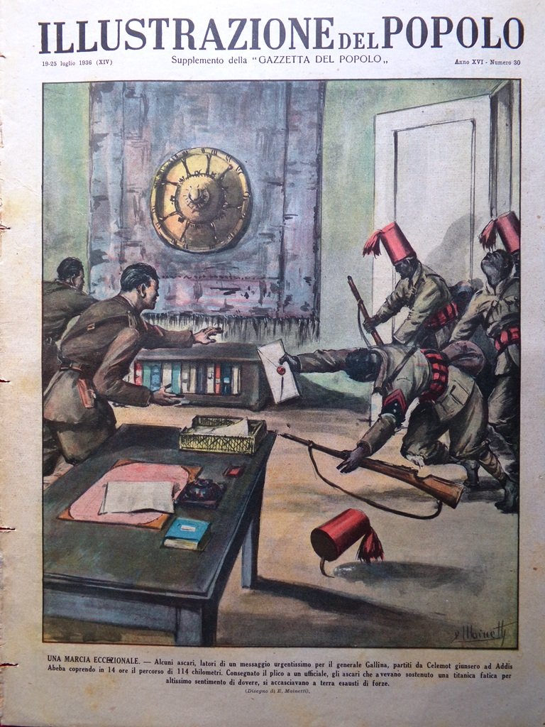 Illustrazione del Popolo 25 Luglio 1936 Mussolini Locatelli Paracadutisti Raggi