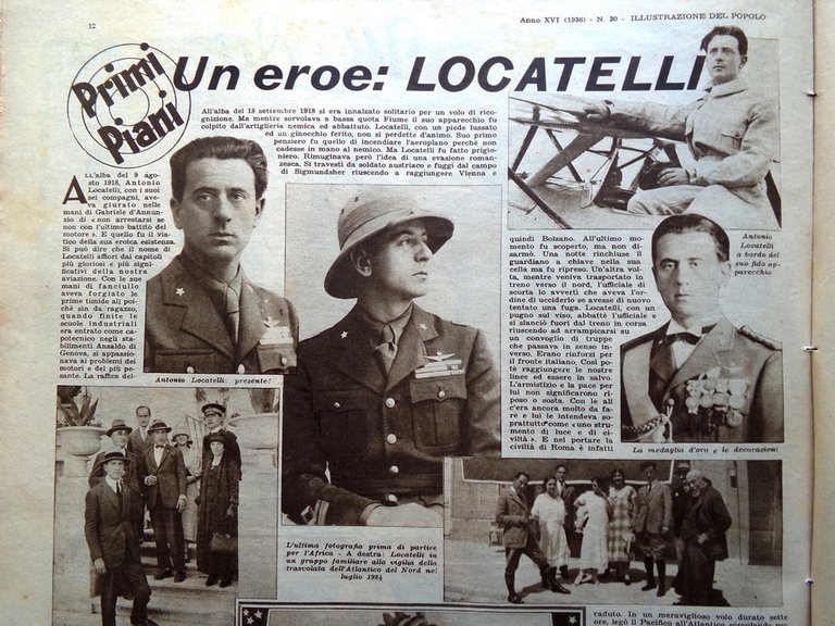 Illustrazione del Popolo 25 Luglio 1936 Mussolini Locatelli Paracadutisti Raggi