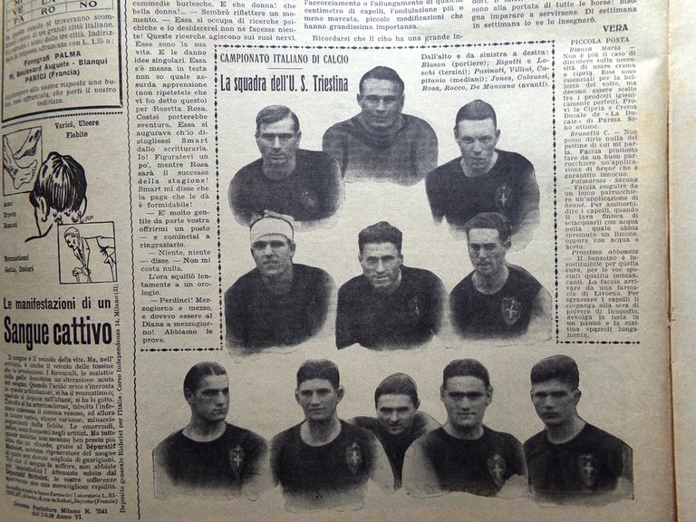 Illustrazione del Popolo 26 Marzo 1933 Triestina Calcio D'Annunzio Diamanti …