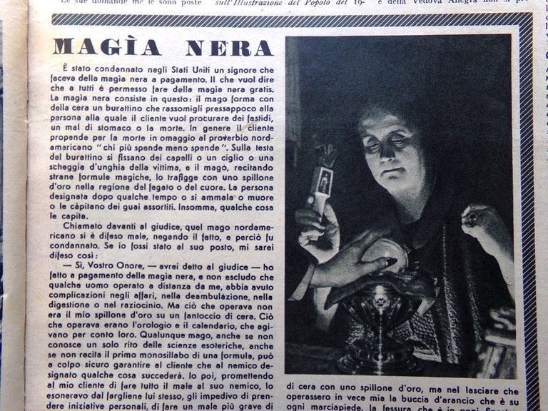 Illustrazione del Popolo 27 Febbraio 1949 Magia Nera Vichinski Carnevale …