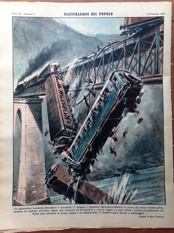 Illustrazione del Popolo 27 Febbraio 1949 Magia Nera Vichinski Carnevale …