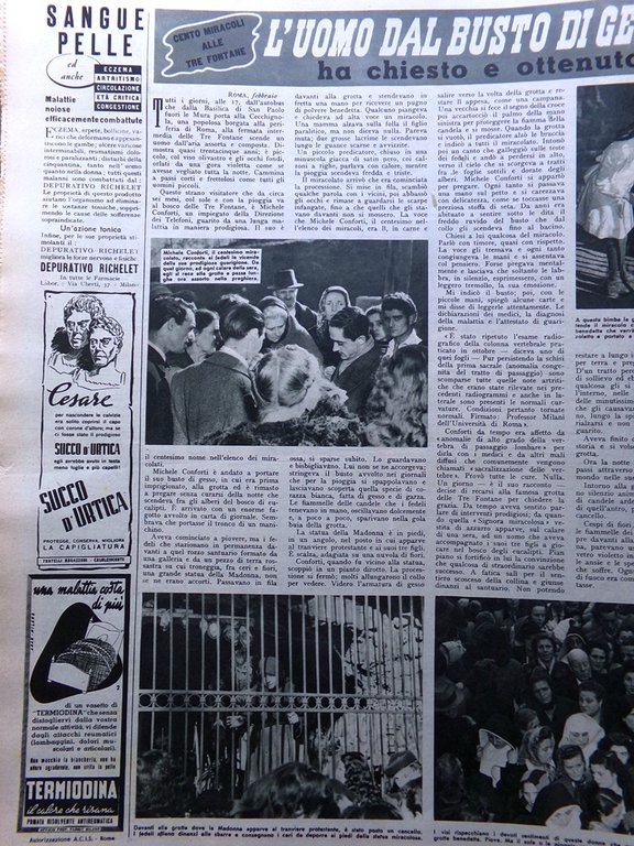 Illustrazione del Popolo 27 Febbraio 1949 Magia Nera Vichinski Carnevale …