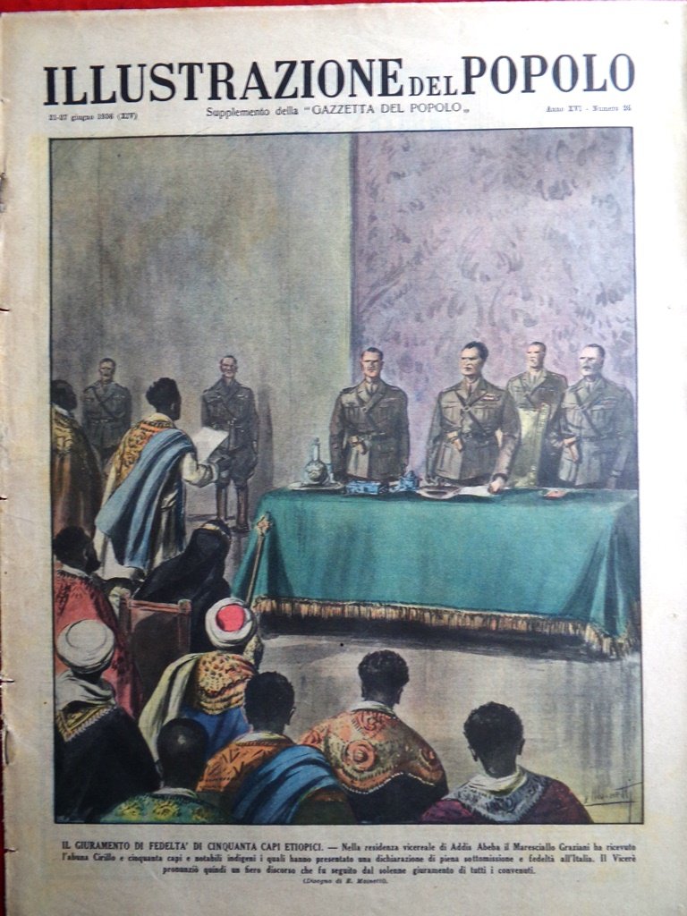 Illustrazione del Popolo 27 Giugno 1936 Bersaglieri Terra Santa Eclissi …