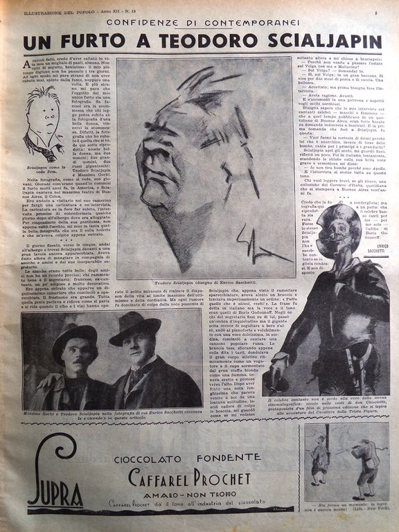 Illustrazione del Popolo 27 Marzo 1932 Fedor Saljapin Alessandria Crimea …