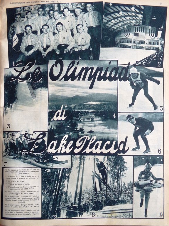 Illustrazione del Popolo 28 Febbraio 1932 Olimpiadi di Lake Placid …
