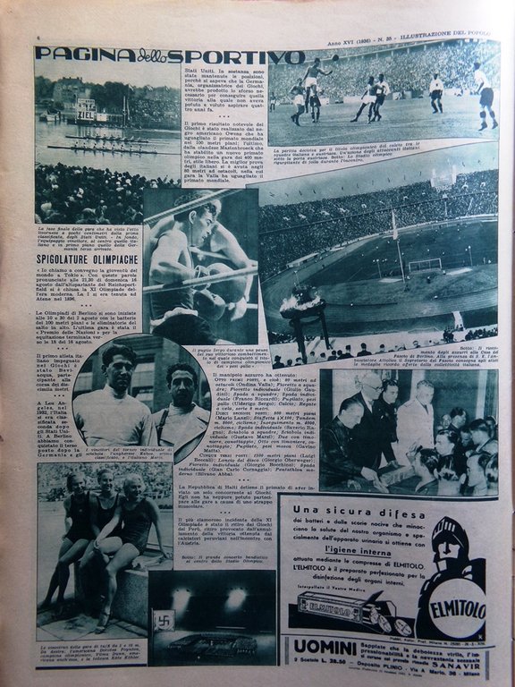 Illustrazione del Popolo 29 Agosto 1936 Mongolia Insorti Madrid Olimpiadi …