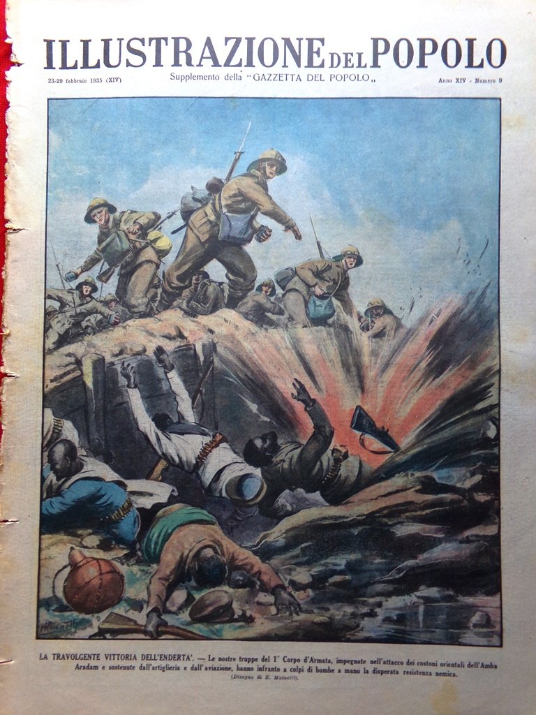 Illustrazione del Popolo 29 Febbraio 1936 Amba Alagi Oliver Hardy …