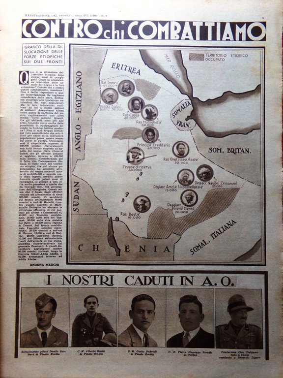 Illustrazione del Popolo 29 Febbraio 1936 Amba Alagi Oliver Hardy …