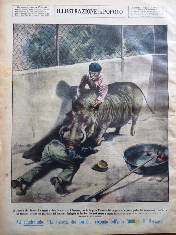 Illustrazione del Popolo 3 Gennaio 1932 Villafranca Mussolini Lapponia Banditi