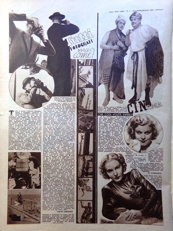 Illustrazione del Popolo 3 Gennaio 1937 Greta Garbo Laurel Hardy …