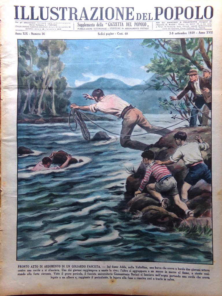 Illustrazione del Popolo 3 Settembre 1939 Palombari Corner Laura Adani … | Immagine principale