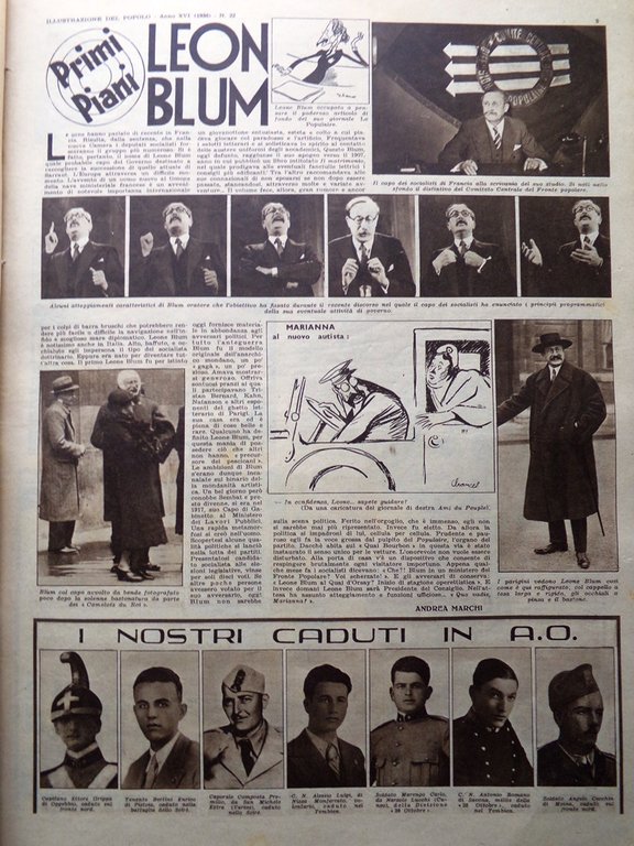 Illustrazione del Popolo 30 Maggio 1936 Leon Blum Pirandello Addis …