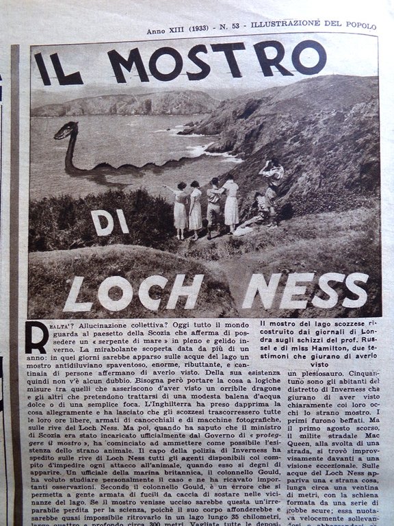 Illustrazione del Popolo 31 Dicembre 1933 Giocattoli Mostro Loch Ness …