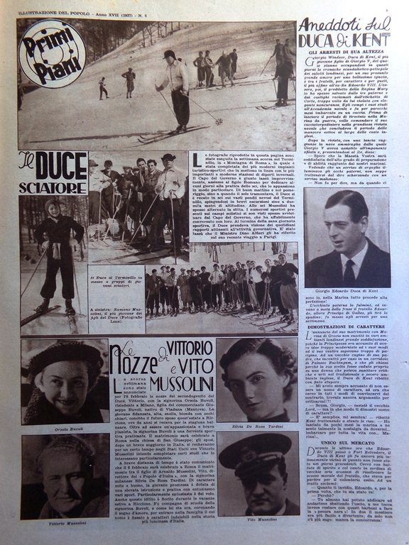 Illustrazione del Popolo 31 Gennaio 1937 Duce Duca Kent Petrolio …