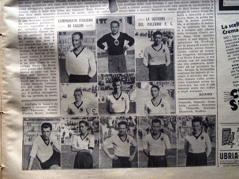 Illustrazione del Popolo 4 Dicembre 1932 Palermo Calcio Acrobazie Gustavo …