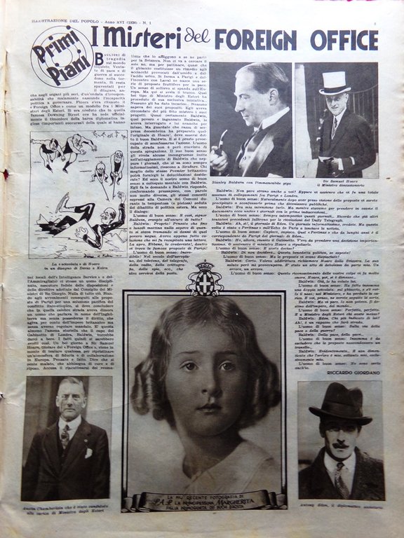 Illustrazione del Popolo 4 Gennaio 1936 Foreign Office Venable Carri …