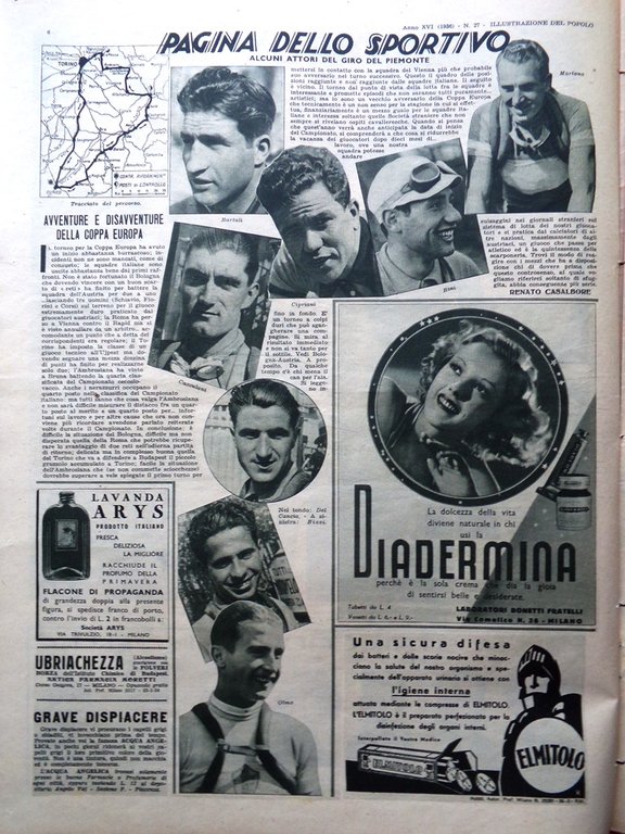 Illustrazione del Popolo 4 Luglio 1936 Earhart Mollison Palestina Ciclismo …