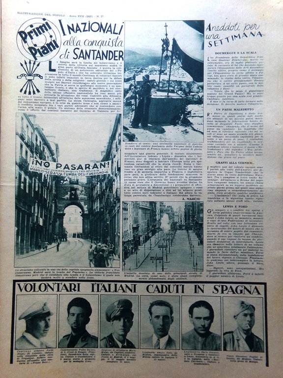 Illustrazione del Popolo 4 Luglio 1937 Wilkins Polo Conquista Santander …