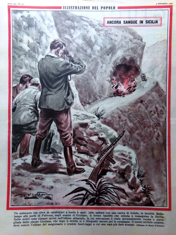 Illustrazione del Popolo 4 Settembre 1949 Giuliano Carabinieri Rasputin Maigret