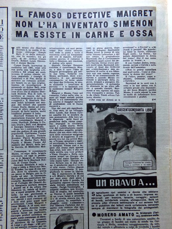 Illustrazione del Popolo 4 Settembre 1949 Giuliano Carabinieri Rasputin Maigret