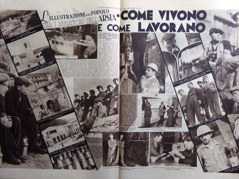 Illustrazione del Popolo 5 Dicembre 1937 Bassifondi Shangai Minatori Arsia …