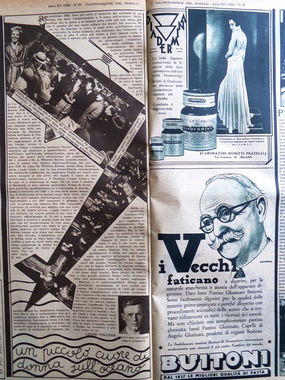 Illustrazione del Popolo 5 Giugno 1932 Garibaldi Cantanti Strada Earhart …