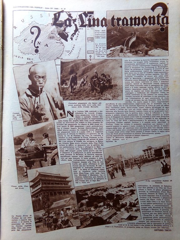 Illustrazione del Popolo 6 Luglio 1935 Tramonto Cina Tour France …