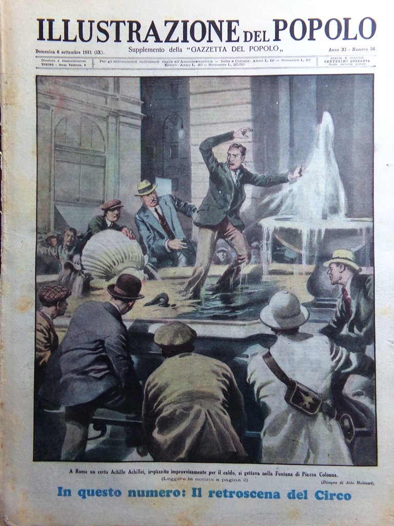 Illustrazione del Popolo 6 Settembre 1931 Circo Tesoro Mare Polo …