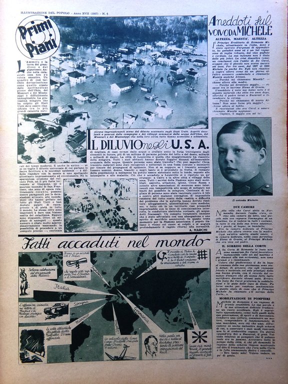 Illustrazione del Popolo 7 Febbraio 1937 Diluvio America Turchia Michele …