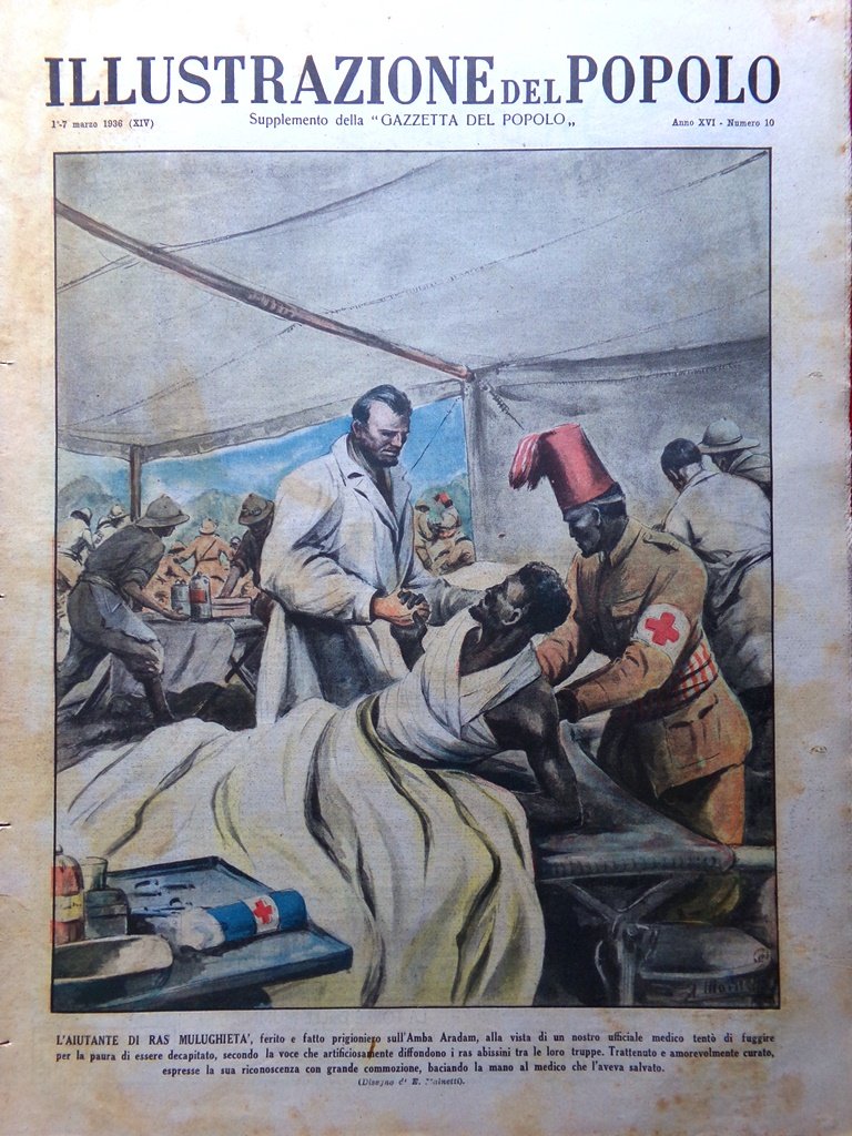 Illustrazione del Popolo 7 Marzo 1936 Amba Aradam Spagna Rossa …