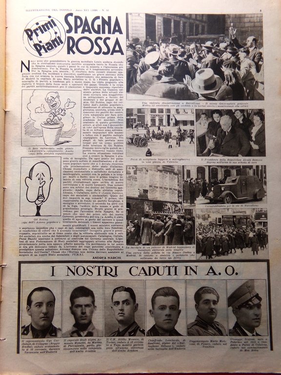 Illustrazione del Popolo 7 Marzo 1936 Amba Aradam Spagna Rossa …