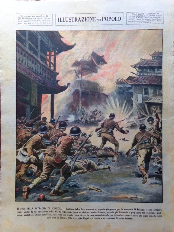 Illustrazione del Popolo 7 Novembre 1937 Battaglia Shangai Torre Pisa …