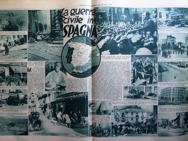 Illustrazione del Popolo 8 Agosto 1936 Kalman Cot Guerra in …