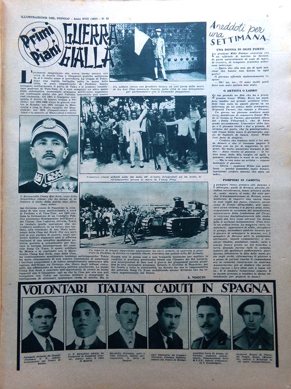 Illustrazione del Popolo 8 Agosto 1937 Guerra tra Cina Giappone …