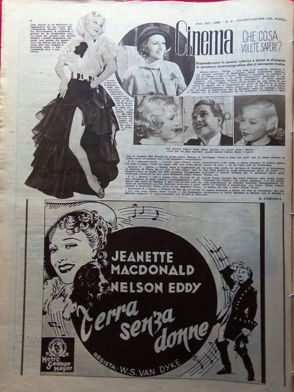 Illustrazione del Popolo 8 Febbraio 1936 Neghelli Bottego Giappone Harlow …