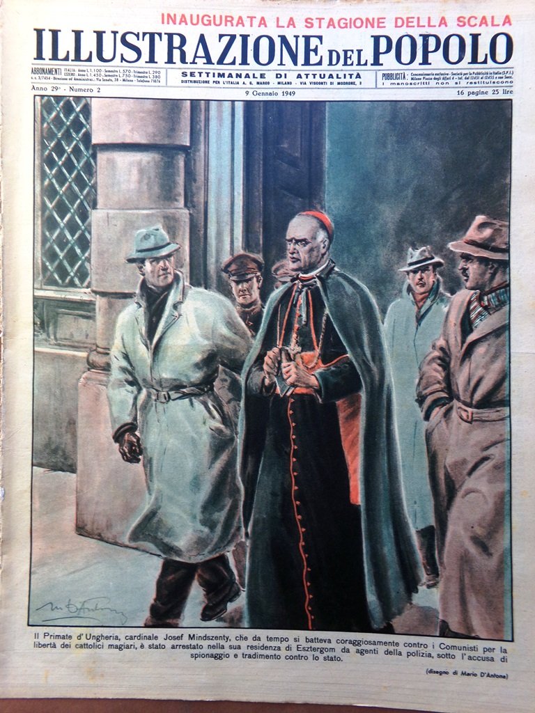 Illustrazione del Popolo 9 Gennaio 1949 Mindszenty Cometa Halley Stagione …