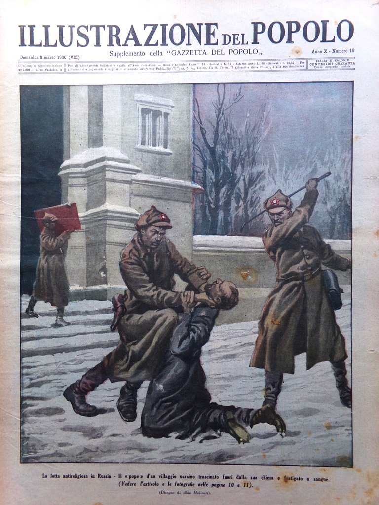 Illustrazione del Popolo 9 Marzo 1930 Lotta Religione Russia Sempione …